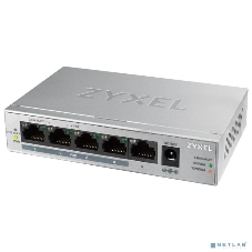 Коммутатор Zyxel GS1005HP Switch PoE +, 5xGE (4xPoE +), desktop, metal, silent, PoE budget 60 W