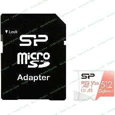 Флеш карта microSD 512Gb Silicon Power Superior A1 microSDXC Class 10 UHS-I U3 100/80 Mb/s (SD адаптер)