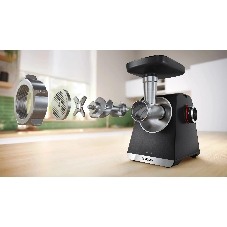 Мясорубка электрическая Bosch MFWS640B черный, 2100 Вт, 3.5 кг/мин, реверс, насадки - 9