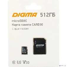 Флеш карта microSDXC 512Gb Class10 Digma CARD30 + adapter