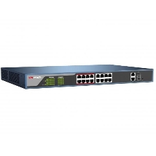 Коммутатор Hikvision DS-3E0318P-E(B), 16×1 Гбит/с PoE + 2×1 Гбит/с, неуправляемый