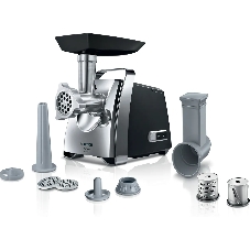 Мясорубка электрическая Bosch MFW67440 черный, 2000 Вт, 3.5 кг/мин, реверс, защита от перегрузки, насадки - 4