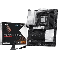 Материнская плата MSI PRO X870E-S EVO WIFI, AM5, AMD X870E, 4xDDR5 (до 256 ГБ), 4xSATA, 3xM.2 (1xPCIe 5.0, 2xPCIe 4.0), 1xPCIe 5.0 x16, 1xPCIe 4.0 x16, 1xPCIe x1, 1xHDMI, 1x5Gb LAN, Wi-Fi 7, Bluetooth 5.4, 1xUSB-C 40Gbps (USB4), 1xUSB-C 20Gbps, 2xUSB-A 10Gbps, 2xUSB-A 5Gbps, 4xUSB-A 2.0, 3x3.5 мм, 7.1, чёрный, ATX