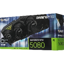Видеокарта Palit GeForce RTX 5080 GamingPro OC, 16 GB GDDR7, 256 bit, 3xDisplayPort, HDMI, GPU 2700 MHz