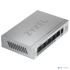 Коммутатор Zyxel GS1005HP Switch PoE +, 5xGE (4xPoE +), desktop, metal, silent, PoE budget 60 W