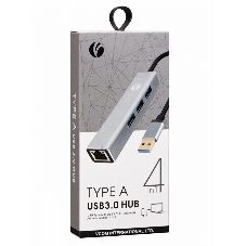 Переходник VCOM USB 3.0 -->RJ-45 1000Mbps+3 USB3.0, Aluminum Shell, 0.2м DH312A