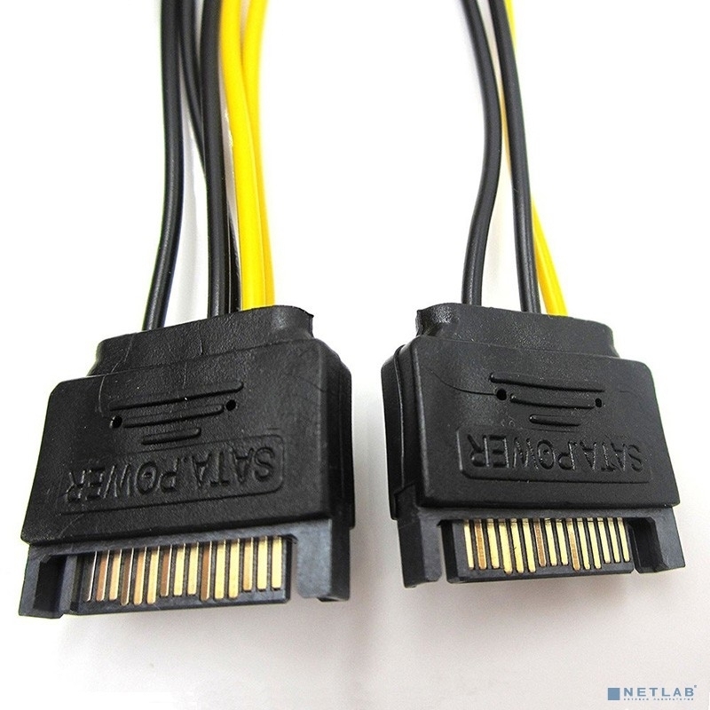 Переходник питания для PCI-Ex видеокарт ORIENT C588 2 x SATA 15pin (M) -> 8pin (6pin+2pin)