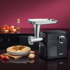 Мясорубка электрическая Rondell RDE-1453 черный, 2000 Вт, 1.8 кг/мин, реверс, защита от перегрузки, металлический лоток, насадки - 5