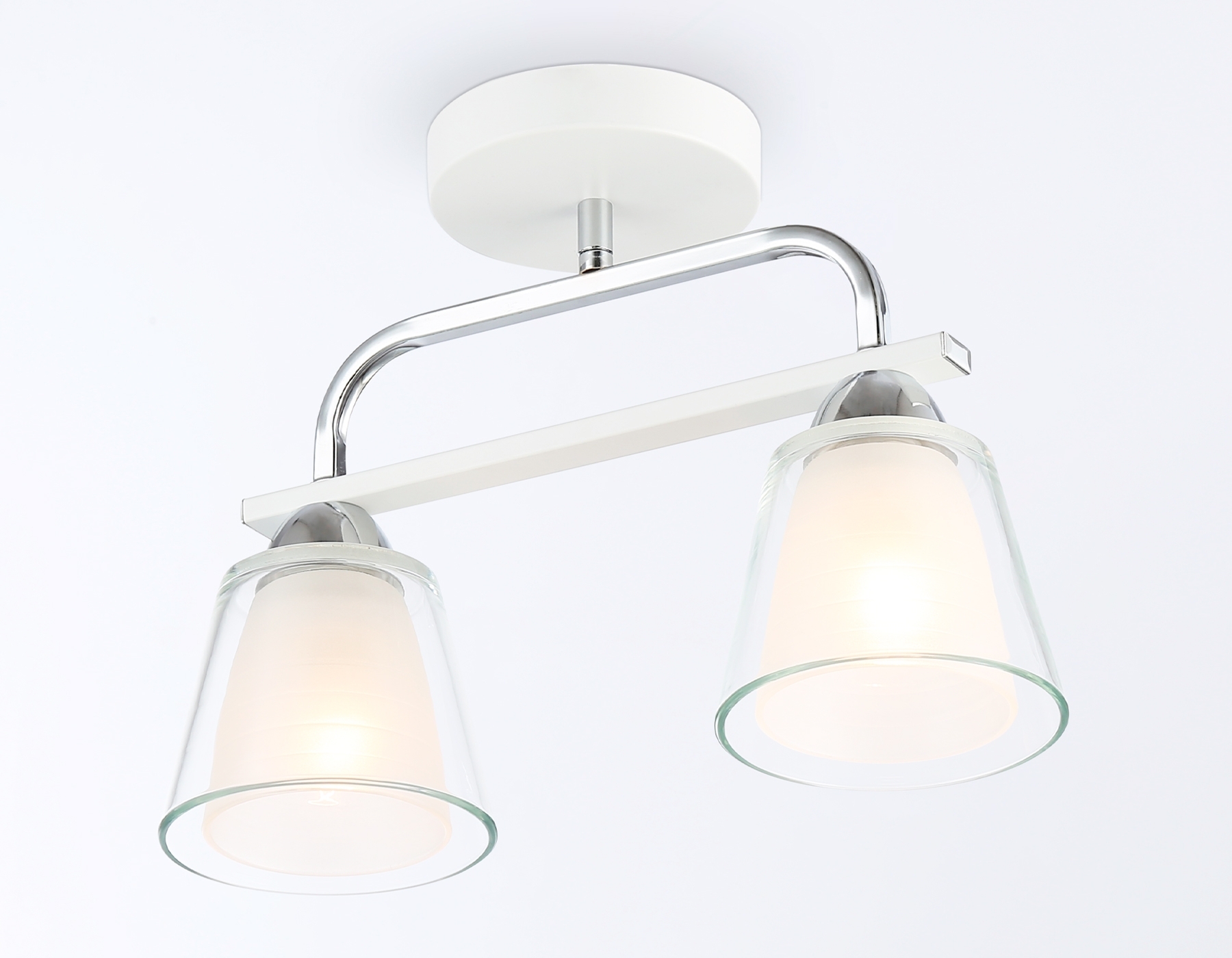 Светильник Ambrella light TR303229/2 WH/CH/CL/FR белый/хром/прозрачный/белый матовый E27*2 max 60W 340*120*250