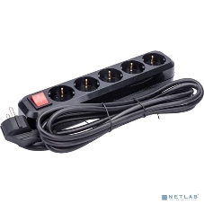 Сетевой фильтр 5bites SP5B-330 5S, 3*1.5 мм2, 16A, ABS, 3M, черный