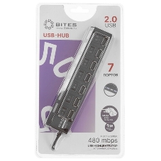 USB-концентратор USB 5bites HB27-203PBK 7*USB2.0 / БП 5В-2А / 1M / черный