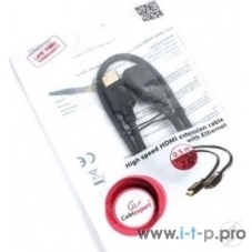 Кабель-удлинитель HDMI Cablexpert CC-HDMI4X-0.5M, 19M/19F, v2.0, позол.разъемы, экран, 0.5м, черный, пакет