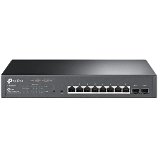 Коммутатор TP-Link JetStream 10-Port Gigabit Smart Switch with 8-Port PoE+, 8× Gigabit PoE+ Ports, 2× Gigabit SFP Slots, 802.3at/af, 150 W PoE Power, 1U 13-inch Rack-mountable Steel CaseIntegration with Omada SDN Controller, 802.1Q VLAN, STP/RSTP/MSTP, IGMP Snoopi