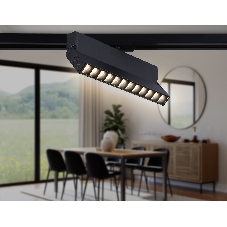 Трековый однофазный светодиодный светильник Ambrella light GL6817 BK черный LED 12W 3000K 24° 230*22*87