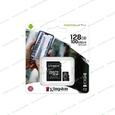 Флеш карта microSDHC 128Gb microSDXC Kingston SDCS2/128Gb Class10 UHS-I Canvas Select up to 100Mb/s с адапт.