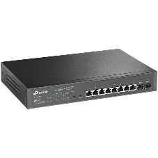 Коммутатор TP-Link JetStream 10-Port Gigabit Smart Switch with 8-Port PoE+, 8× Gigabit PoE+ Ports, 2× Gigabit SFP Slots, 802.3at/af, 150 W PoE Power, 1U 13-inch Rack-mountable Steel CaseIntegration with Omada SDN Controller, 802.1Q VLAN, STP/RSTP/MSTP, IGMP Snoopi