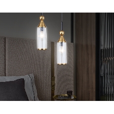 Светильник Ambrella light LH55251 BK/BS/CL черный/латунь/прозрачный E14 max 40W D65*1500