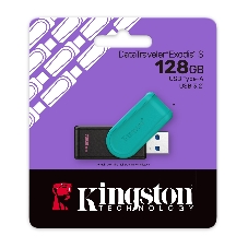 Флешка USB Kingston DataTraveler Exodia S (DTXS/128Gb), 128Gb, USB 3.2 Gen 1, R/W 150/60, бирюзовый/черный