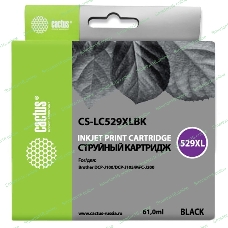 Картридж струйный Cactus CS-LC529XLBK черный (61 мл) для Brother DCP-J100/J105/J200