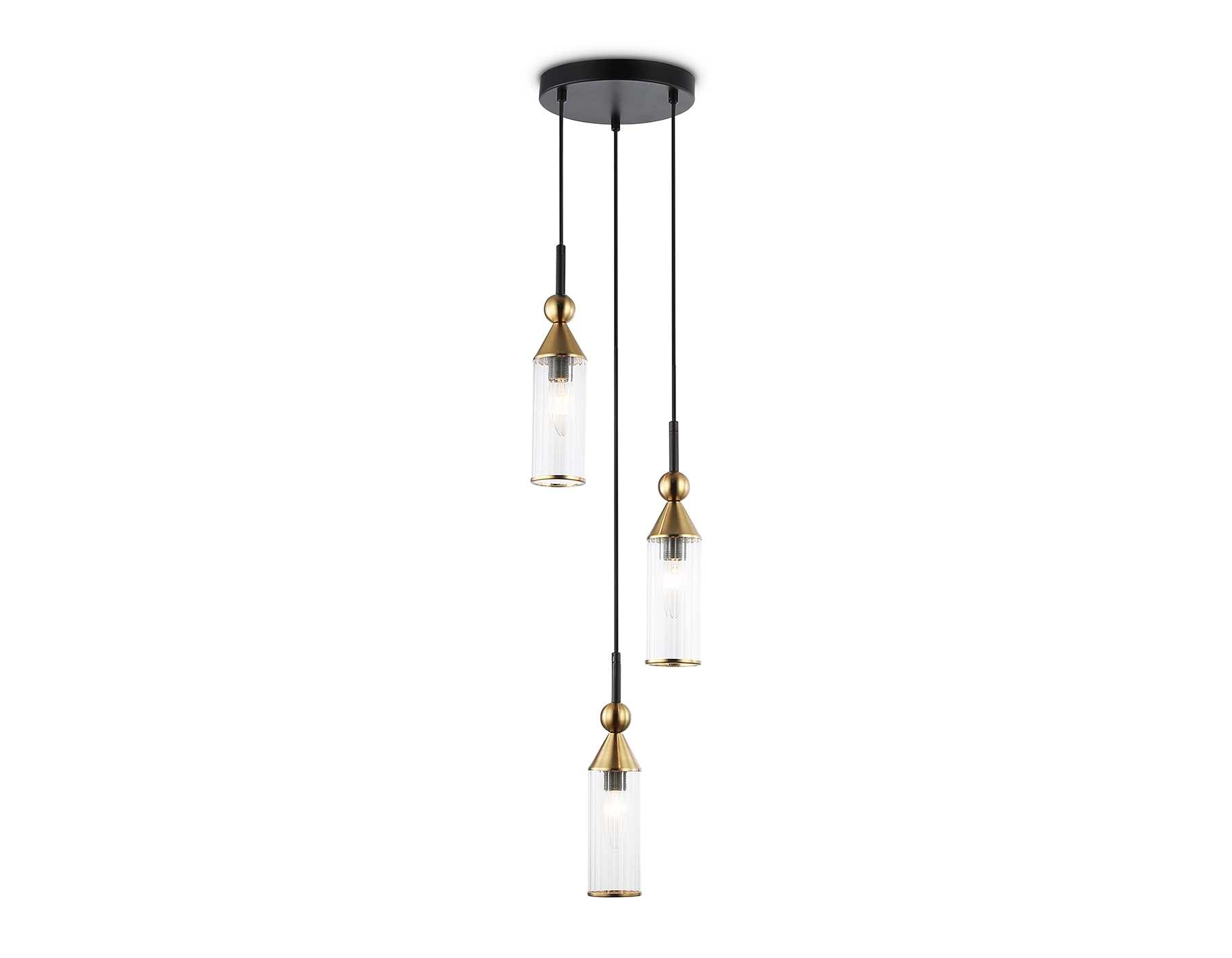 Светильник Ambrella light LH55252/3 BK/BS/CL черный/латунь/прозрачный E14*3 max 40W D230*1200