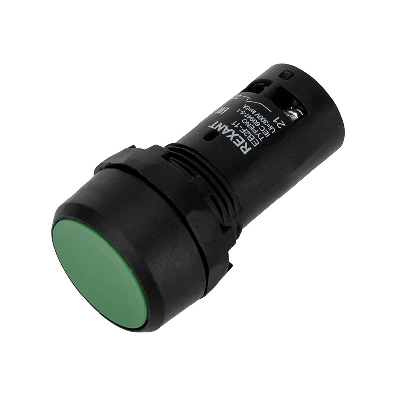 Кнопка Rexant EB22 возвратная зеленая NO+NC 230 В