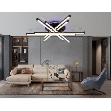 Потолочный светодиодный светильник Ambrella light FL6272 BK черный 76W 3000K-6400K+RGB 700*615*135 (ПДУ ИК)