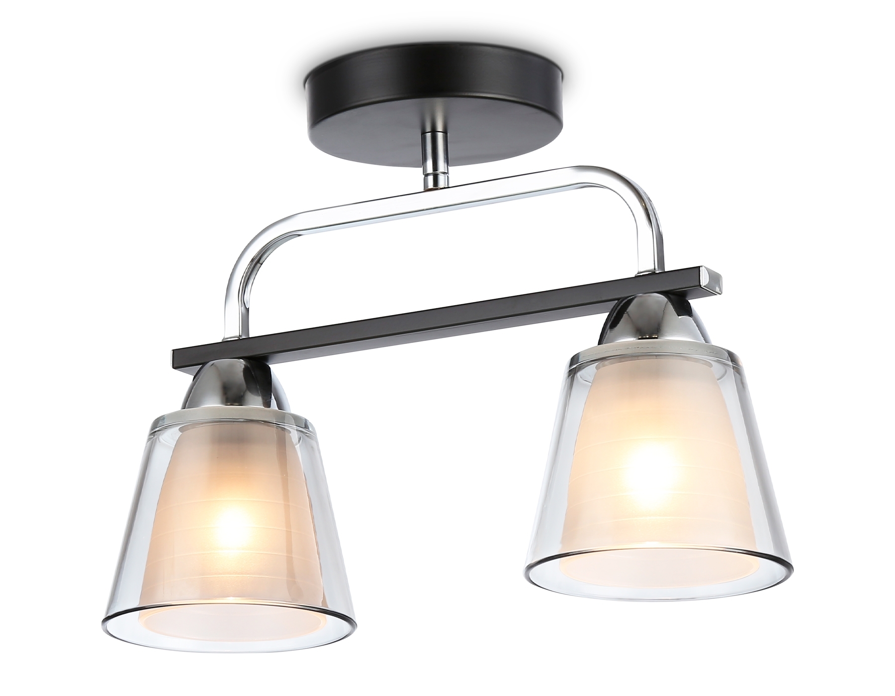 Светильник Ambrella light TR303231/2 BK/CH/SM/FR черный/хром/дымчатый/белый матовый E27*2 max 60W 340*120*250