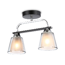 Светильник Ambrella light TR303231/2 BK/CH/SM/FR черный/хром/дымчатый/белый матовый E27*2 max 60W 340*120*250