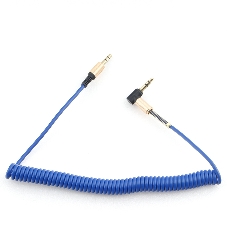 Кабель Cablexpert аудио 90˚ спиральный CCAB-02-35MMLC-1.8MU. 3.5 Jack (M)/3.5 Jack (M), синий, 1.8м, блистер