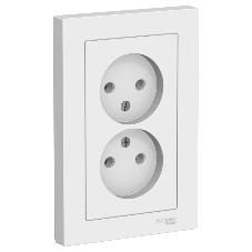 Розетка 2-м AtlasDesign без заземл. 16А в сборе белый SchE ATN000120