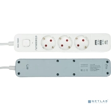 Сетевой фильтр Гарнизон EPS-3-CU2-W-2 2.0 Мультипорт 3 р, 10А, 1xType-C PD, 2 х USB QC, 2 м, ур.защиты 2+, белый, пак (21448)