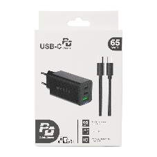 Сетевое зарядное устройство NERPA PD333CBX 65W GaN PD+QC3.0, 2xUSB-C, 1xUSB-A, USB-C - USB-C 100W cable 1.5m черный, EU plug, BOX