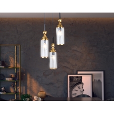 Светильник Ambrella light LH55252/3 BK/BS/CL черный/латунь/прозрачный E14*3 max 40W D230*1200