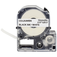 Картридж ленточный Cactus CS-LK4WBN черный шрифт, белый фон (12 мм, 9 м) для Epson LW300/LW400/LW700/LW600P/LW1000P/K400/Z700/Z900