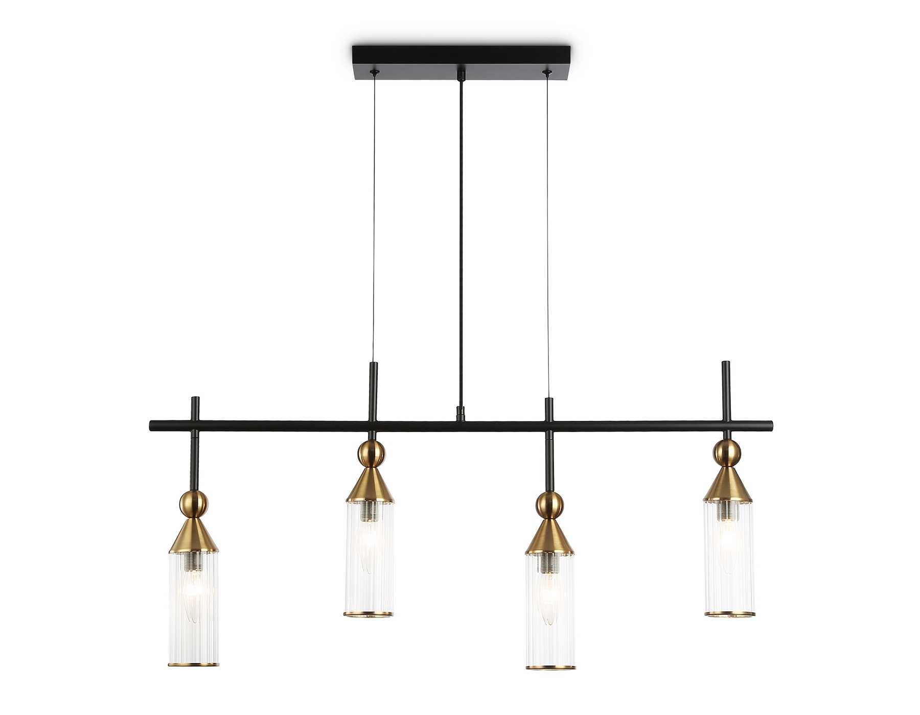Светильник Ambrella light LH55254/4 BK/BS/CL черный/латунь/прозрачный E14*4 max 40W 845*65*1150