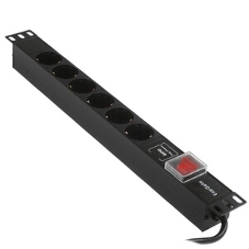 Блок розеток горизонтальный ExeGate ServerPro PDU-19H608 Al-6S-EU2-SW-SPD1, 19