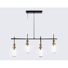 Светильник Ambrella light LH55254/4 BK/BS/CL черный/латунь/прозрачный E14*4 max 40W 845*65*1150