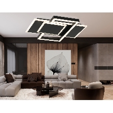 Потолочный светодиодный светильник Ambrella light FA1022/3 BK черный 50W 3000K-6400K 380*345*75 (ПДУ ИК)