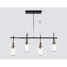 Светильник Ambrella light LH55254/4 BK/BS/CL черный/латунь/прозрачный E14*4 max 40W 845*65*1150