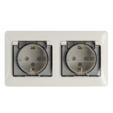 Розетка 2-ая с/з, со шторками, в сборе, IP44 GSL000247 Schneider Electric Glossa Бежевый