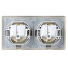 Розетка 2-ая с/з, со шторками, в сборе, IP44 GSL000247 Schneider Electric Glossa Бежевый