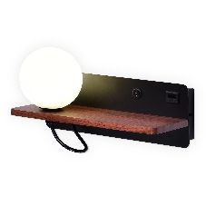 Настенный светильник с выключателем Ambrella light FW521 BK/DW черный/темное дерево G9 max 40W 280*100*125 (лампа LED G9 5W 4200K в комплекте)