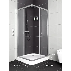 Душевой уголок BAU Stil Hit с поддоном 90x90х195, прозрачное закаленное стекло, хромированный профил