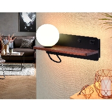 Настенный светильник с выключателем Ambrella light FW521 BK/DW черный/темное дерево G9 max 40W 280*100*125 (лампа LED G9 5W 4200K в комплекте)