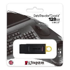 Флешка USB Kingston DataTraveler Exodia (DTX/128GB), 128Gb, USB 3.2 Gen 1, R/W 200/60, черный/желтый