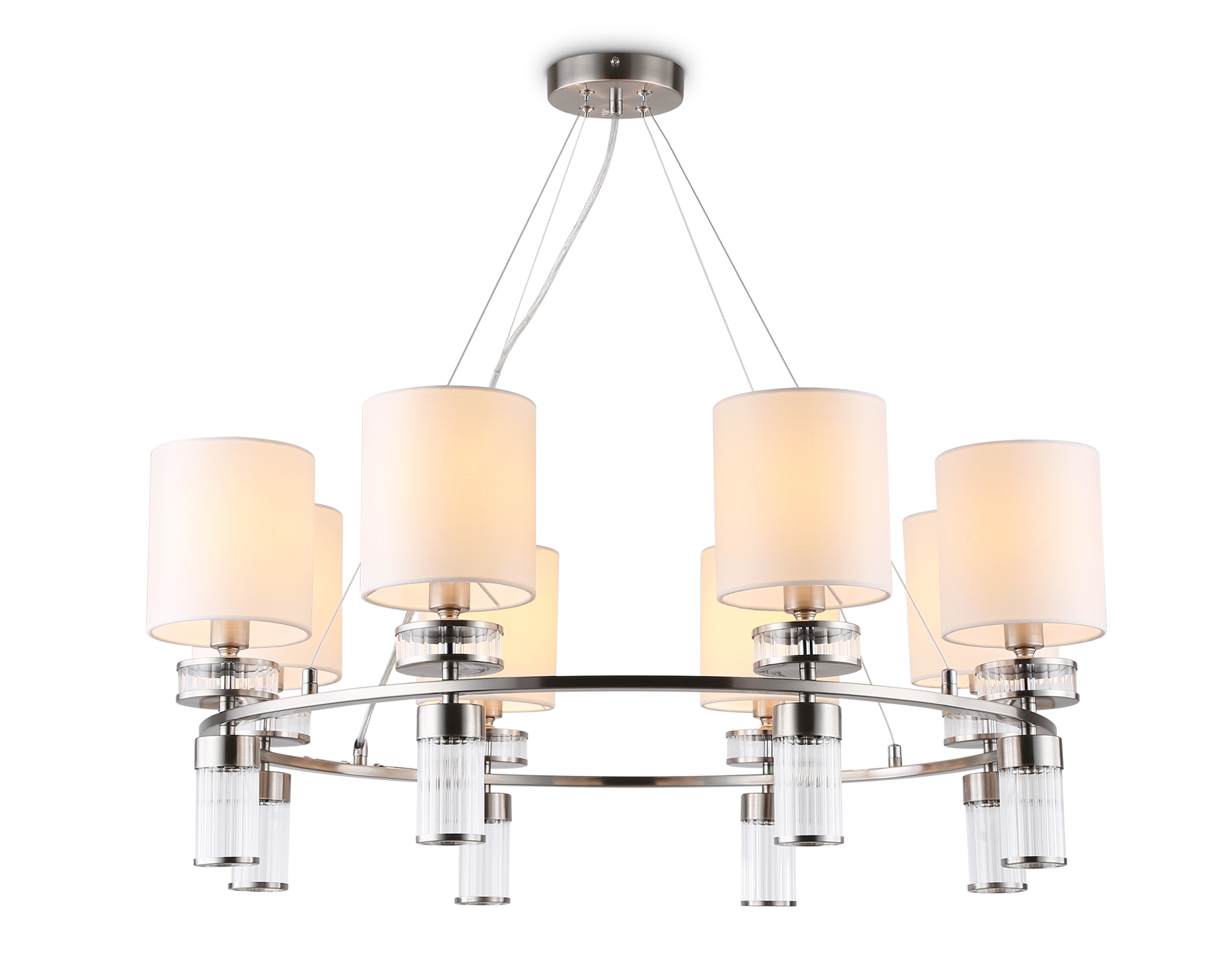 Люстра Ambrella light LH71293/8 SN/WH никель/белый E14/8 max 40W D830*780