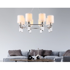 Люстра Ambrella light LH71293/8 SN/WH никель/белый E14/8 max 40W D830*780