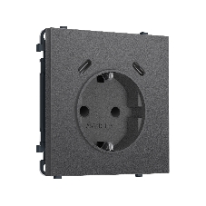 Комплект механизма электрической розетки SIGMA Антрацит серый 2USB С+C 20W (быст. зар.) с/з с/ш 16A-250V QUANT PRO (SP6605, PR165)