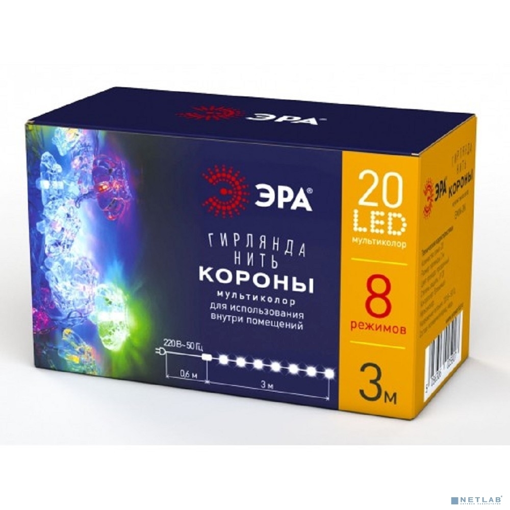 Гирлянда LED ЭРА Нить Короны 3 м мультиколор, 220V, IP20 (36/864)