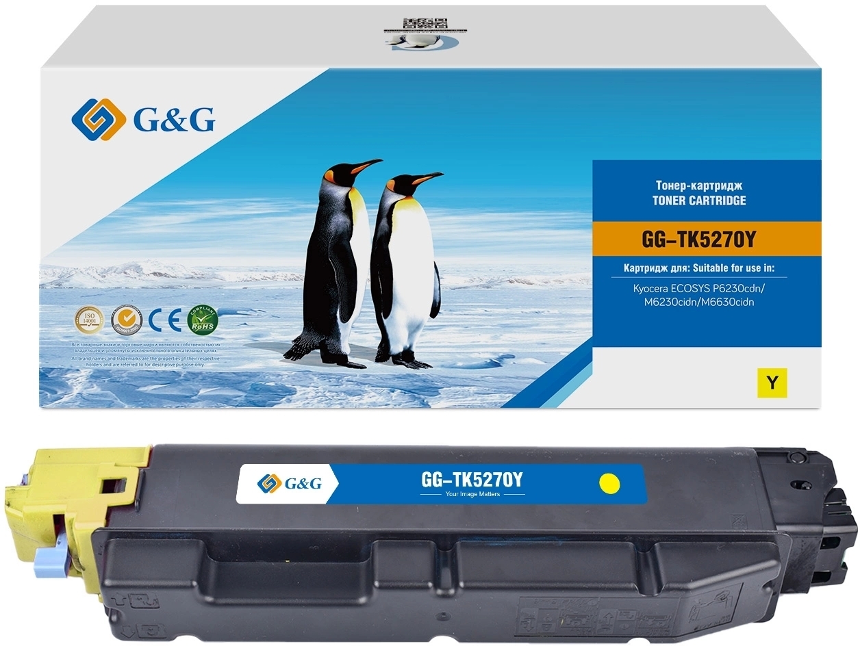 Картридж лазерный G&G GG-TK-5270Y (TK5270Y) желтый (6000 стр.) для Kyocera ECOSYS P6230cdn/M6230cidn/M6630cidn